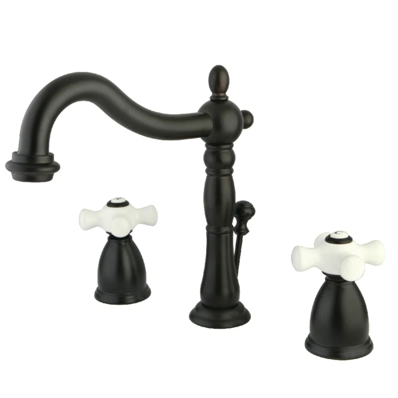 Kingston Brass KB1975PX Kingston Brass Heritage Two-Handle 3-Hole Deck Mount Widespread Bathroom Faucet with Pop-Up Drain