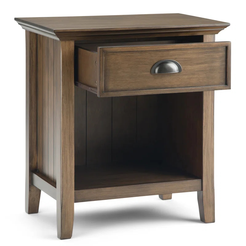 Simpli Home Acadian 24"W 1-Drawer Solid Wood Nightstand with Open Bottom Storage