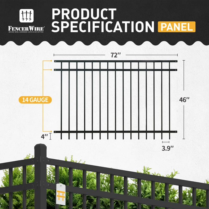 Fencer Wire Fencer Wire 4/ 5/ 6FT H X 6FT W Heavy Duty Flat Top Fence Barrier Panel, Anti-Rust Metal Fencing Panel
