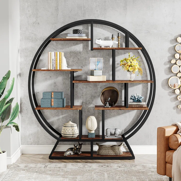 17 Stories Drino 63" H x 59" W Steel Geometric Bookcase