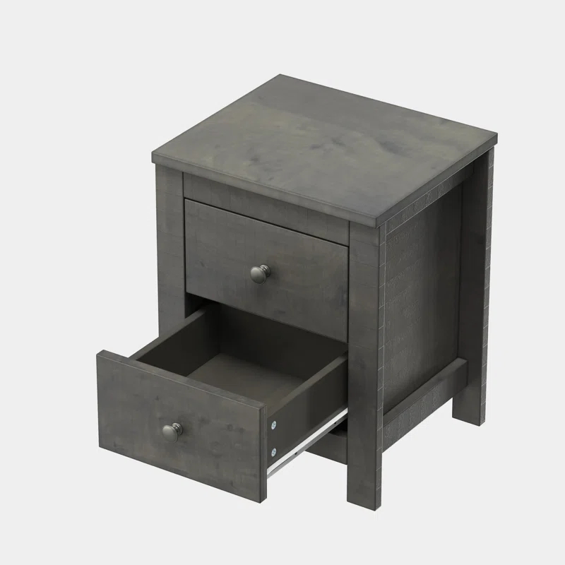 Decopom Farmhouse Wooden Nightstand Set of 2