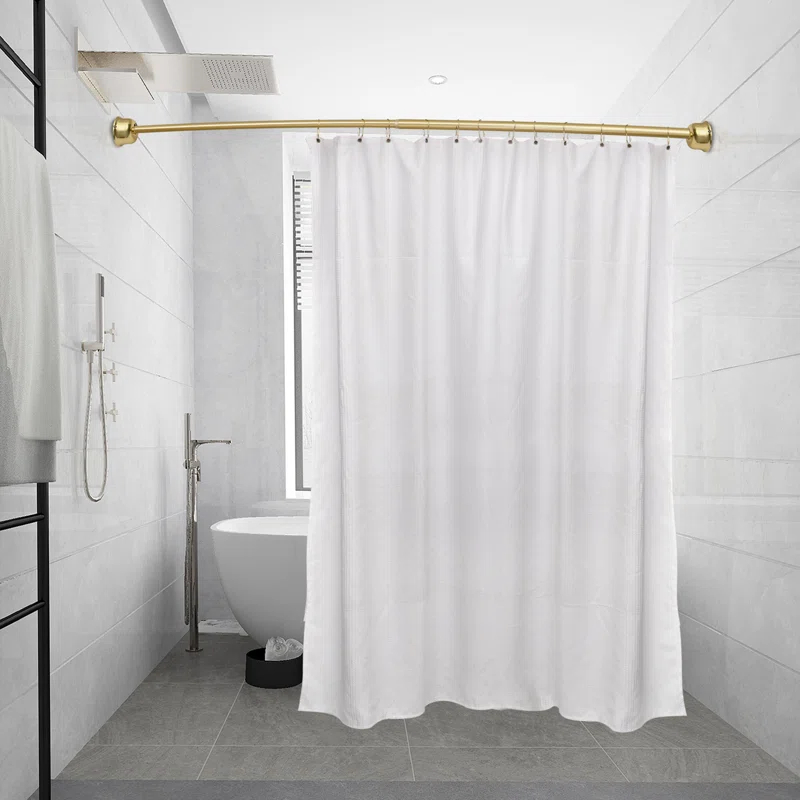 Utopia Alley Utopia Alley Rustproof Fixed Mount Single Curved Shower Rod, Aluminum, adjustable from 45" to 72" Wide