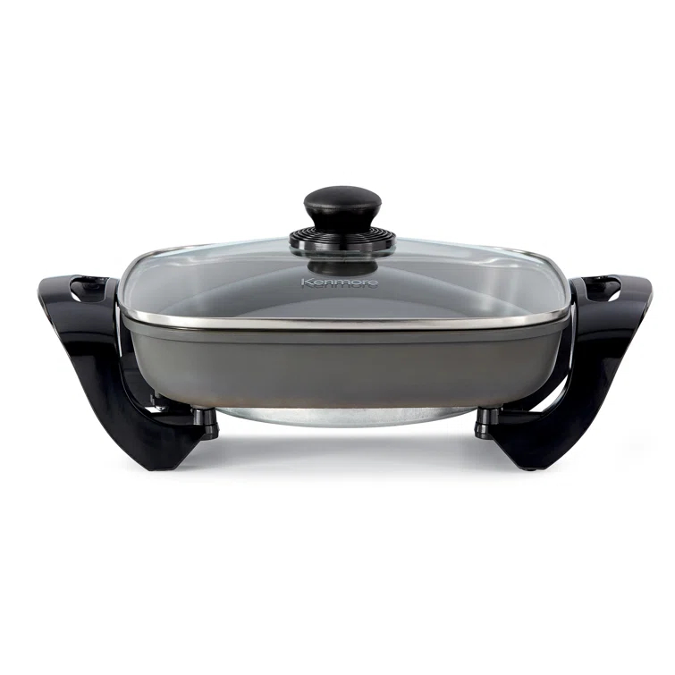 Kenmore Kenmore Electric Skillet with Non-Stick Coating Surface and Tempered Glass Lid, 12"x12"