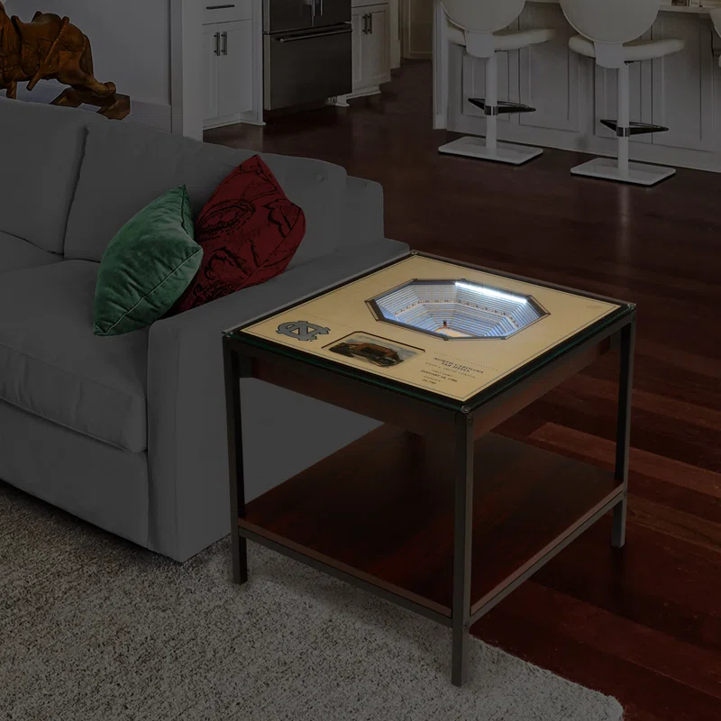 YouTheFan Glass Top End Table