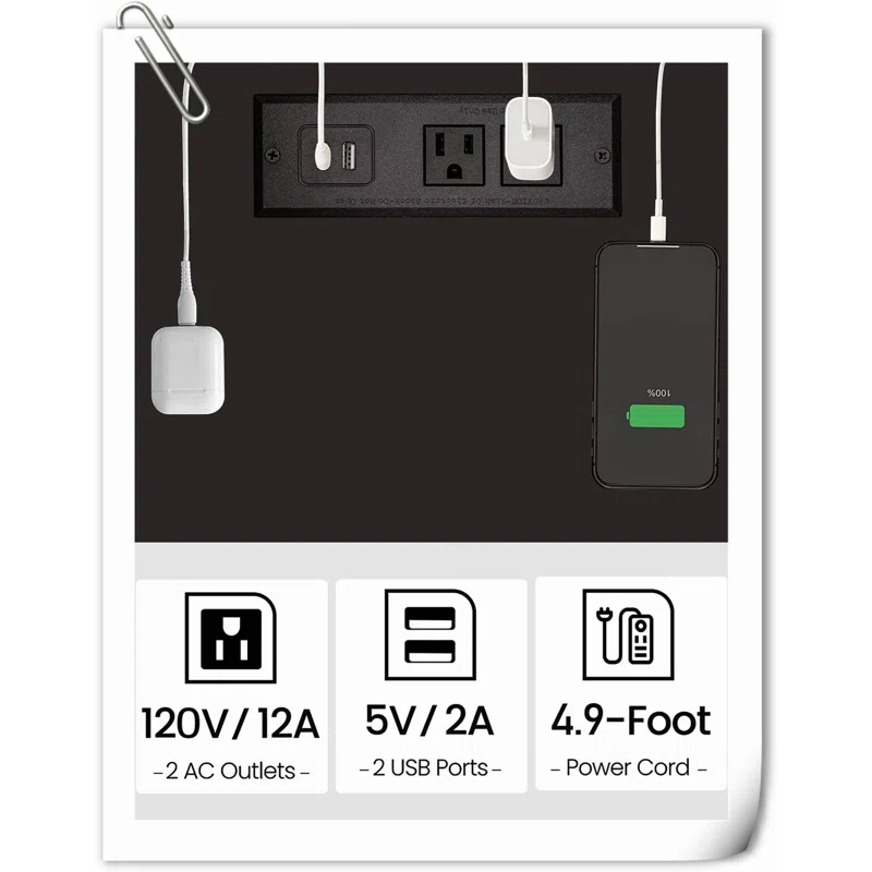 End Table With Charging Station, Side Table With USB Ports And Outlets, Nightstand, 2-Tier Storage Shelf, Sofa Table For Small Space, 1 Package(2PCS)