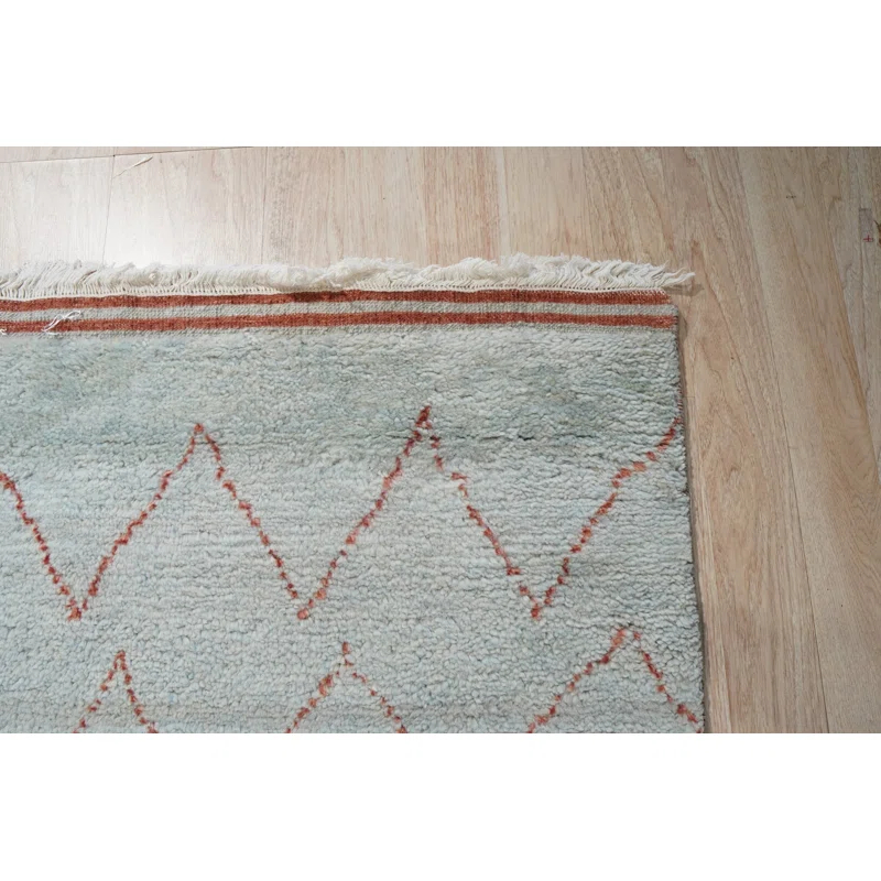 EORC Isla Moroccan Blue Hand Knotted Wool Rug