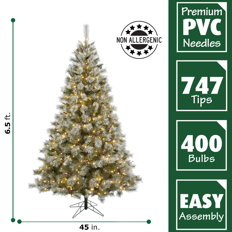 Fraser Hill Farm Homestead Newberry Pine 6.5' Lighted Pine Christmas Tree