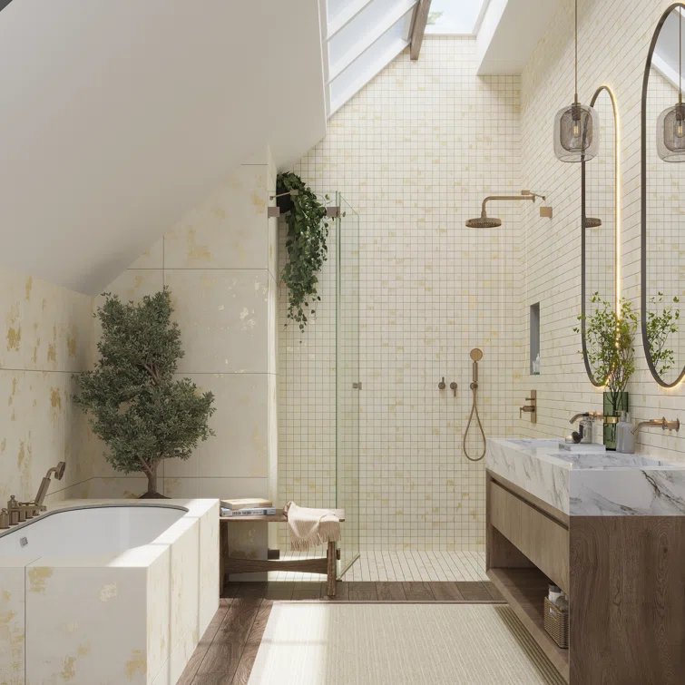 Apollo Tile Aureate 23" x 23" Porcelain Marble Look Wall & Floor Tile (Set of 4)