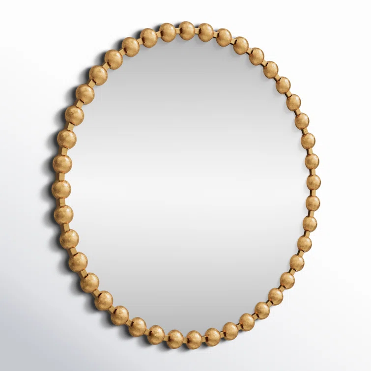 Marlowe Beaded Round Metal Wall Mirror