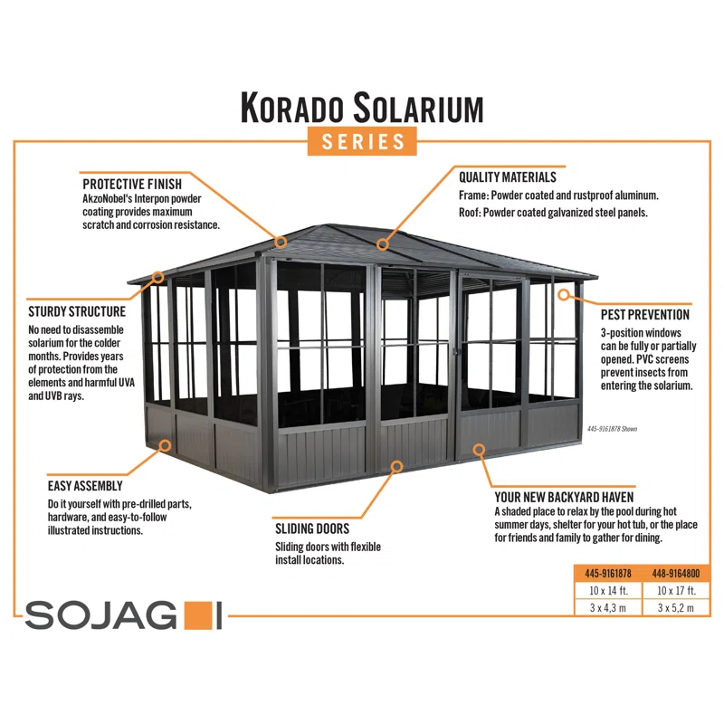 Sojag 10 Ft. W x 17 Ft. D Aluminum Patio Gazebo