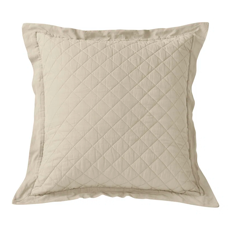 HiEnd Accents Diamond Linen Cotton Quilted Classic Chic Modern Rustic Pillow Sham