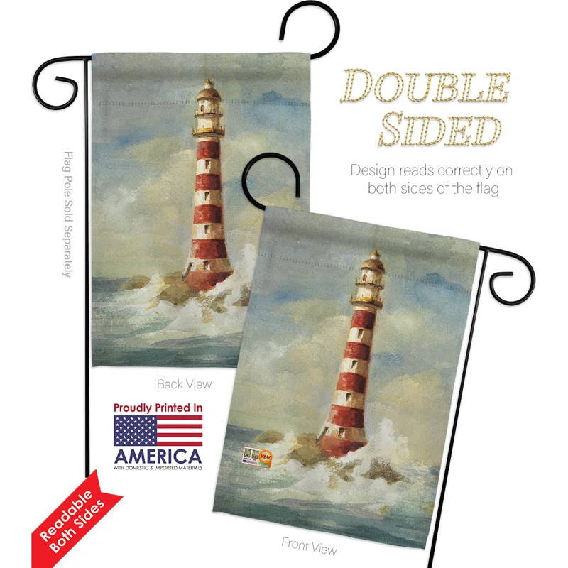 Breeze Decor Lighthouse by the Sea 2-Sided Polyester/Polyester Blend 18 x 13 in. Flag Set | Wayfair