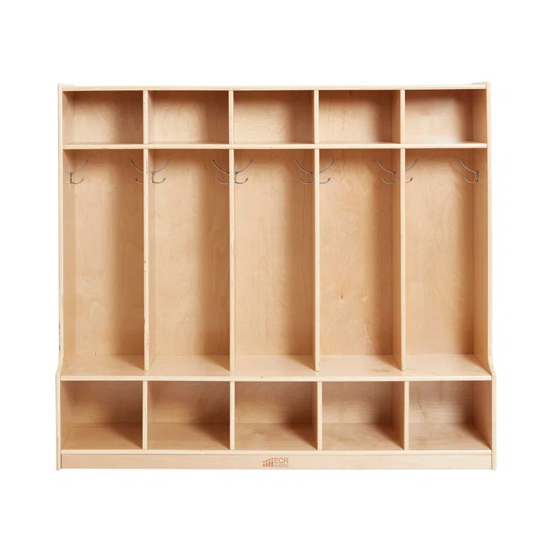 ECR4Kids ECR4Kids 5-Section Coat Locker with Bench, Classroom Furniture