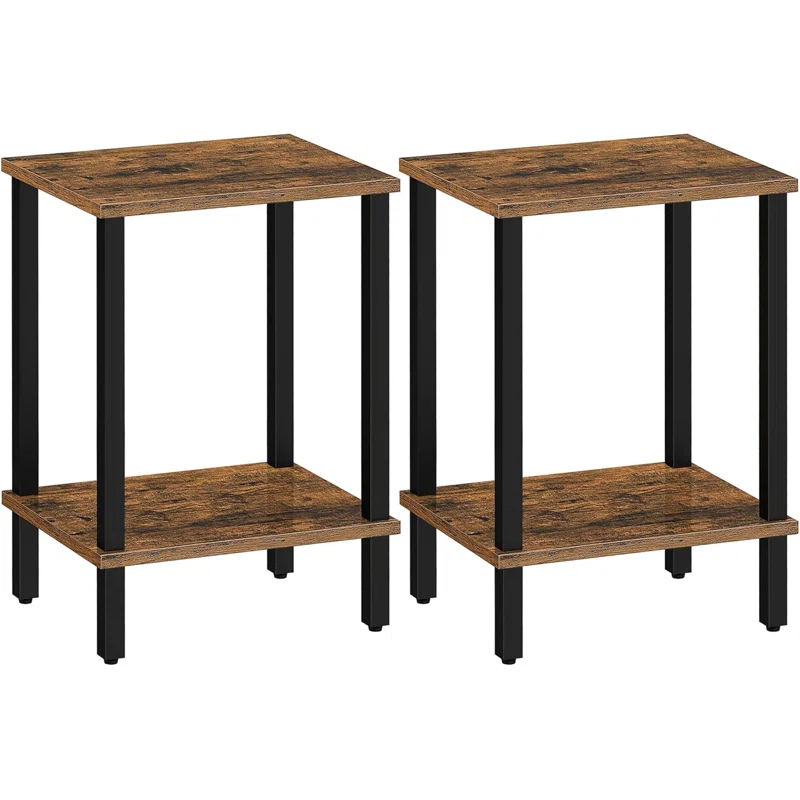 The End Table, Set of 2, Side Table, Nightstand, 2-Tier Storage Shelf, Sofa Table for Small Space