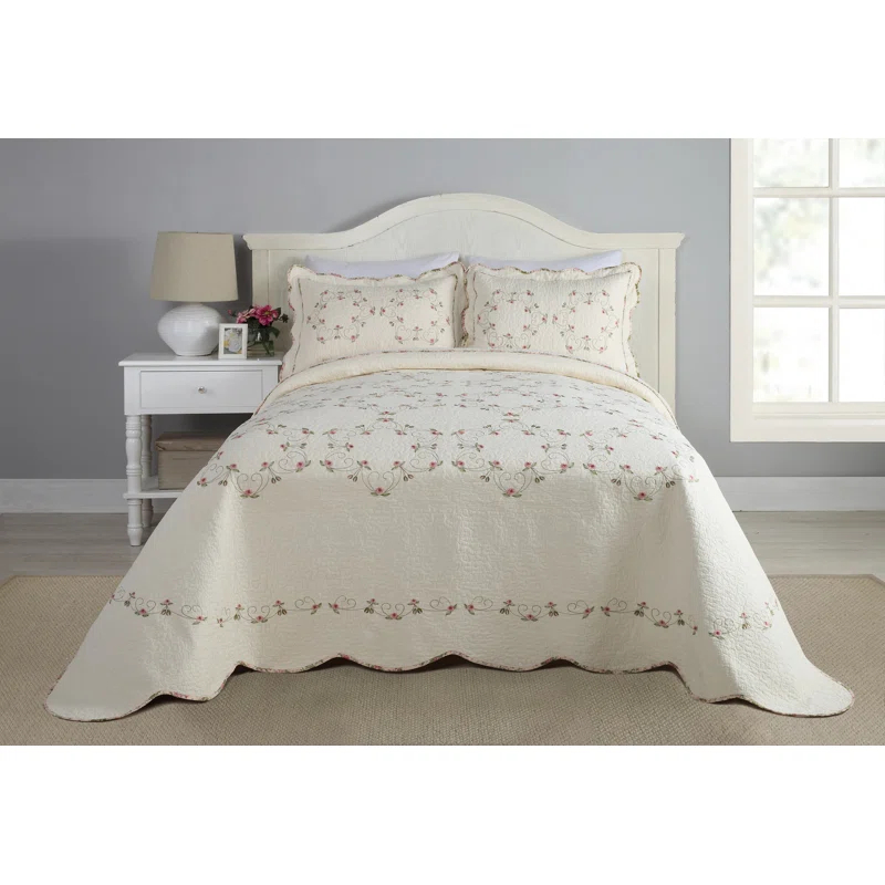 Felisa Embroidered Single Bedspread/Coverlet
