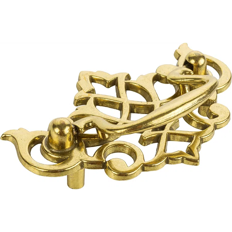 UNIQANTIQ HARDWARE SUPPLY Queen Anne Chippendale Satin Brass Drawer Bail Pull ( Centers: 2-1/2" )