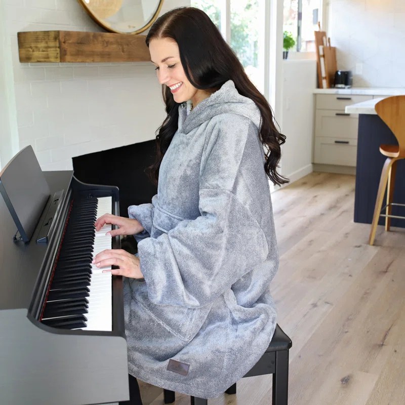 Catalonia Oversized Hoodie Blanket Sweatshirt, Warm Sherpa Giant Pullover with Front Pocket for Men Women