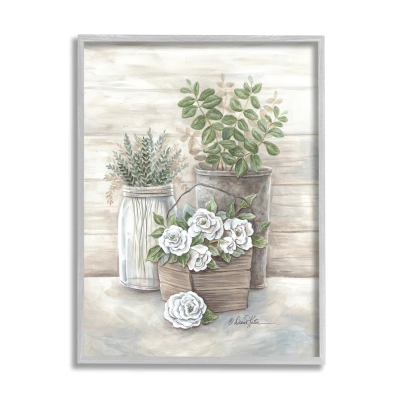 Stupell Industries " Country Succulents Botanicals Rustic Jar Planter Design " by Diane Kater