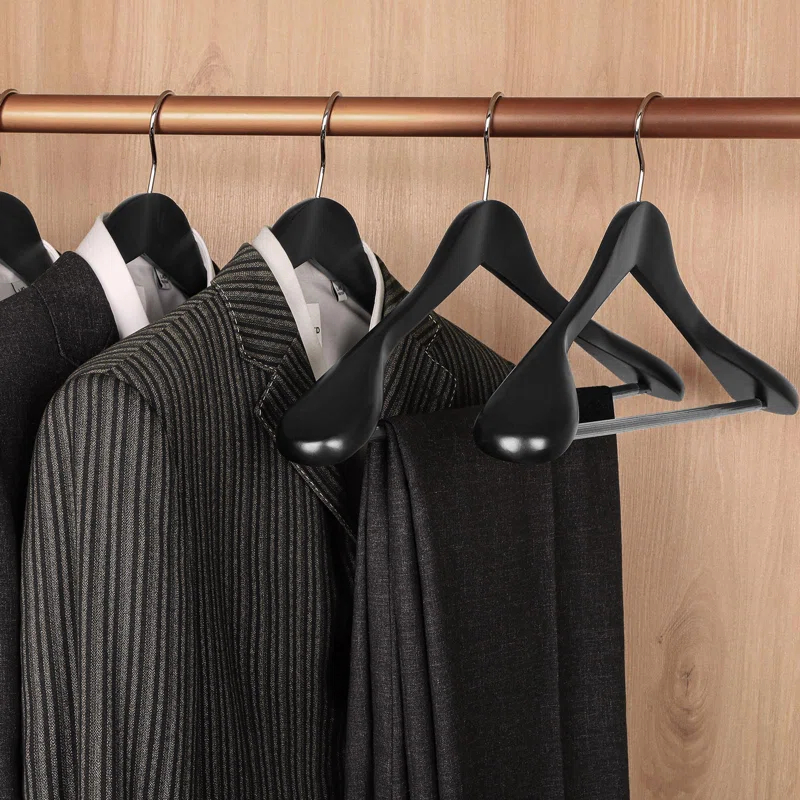 Rebrilliant 6 Pack Wide Shoulder Wooden Hangers, 360° Rotating Hooks, Solid Wood Heavy Duty Hangers