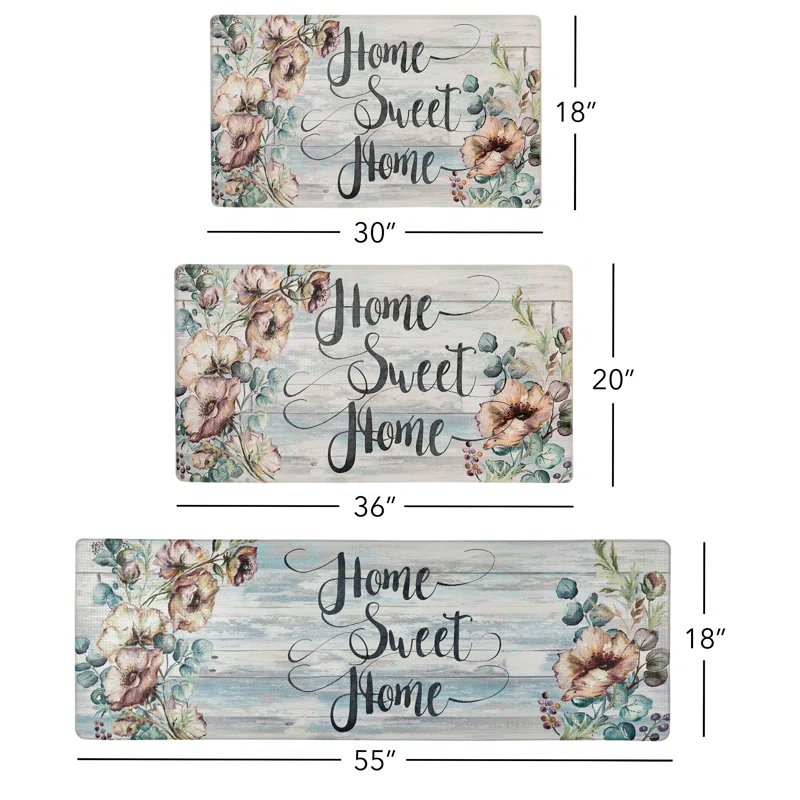 SoHome Cozy Living Home Sweet Home Floral Anti-Fatigue Mat