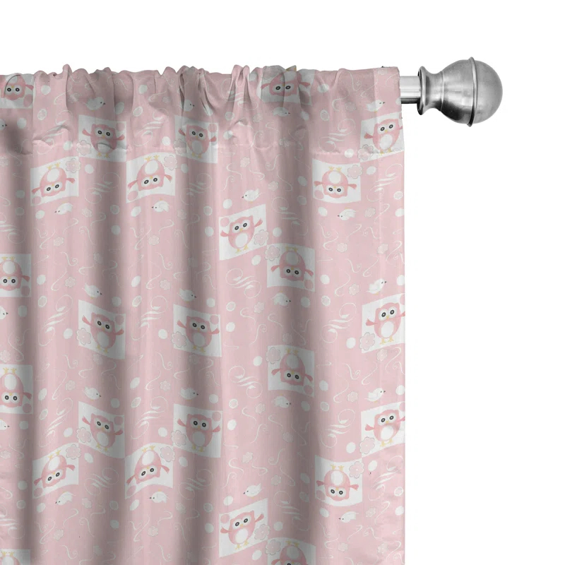 Owls Semi-Sheer Rod Pocket Curtain Panels (Set of 2)
