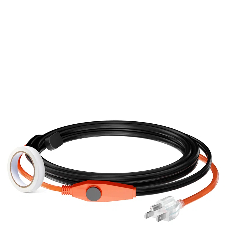 VEVOR Pipe Heating Cable 24FT 7W/FT Heat Tape for Pipes with Built-in Thermostat