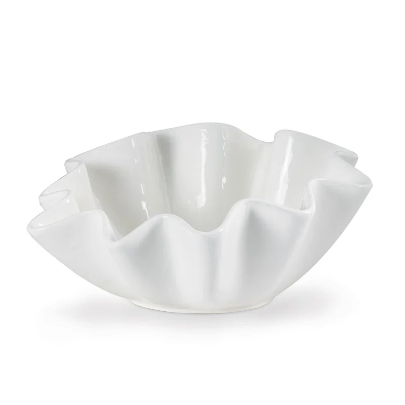 Ruffle Ceramic Bowl by Regina Andrew - White / Large