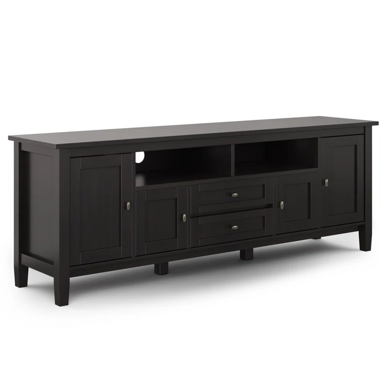 Simpli Home Warm Shaker 72"W Solid Wood TV Stand for TVs up to 80" with 4 Storage Cabinets and 2 Drawers