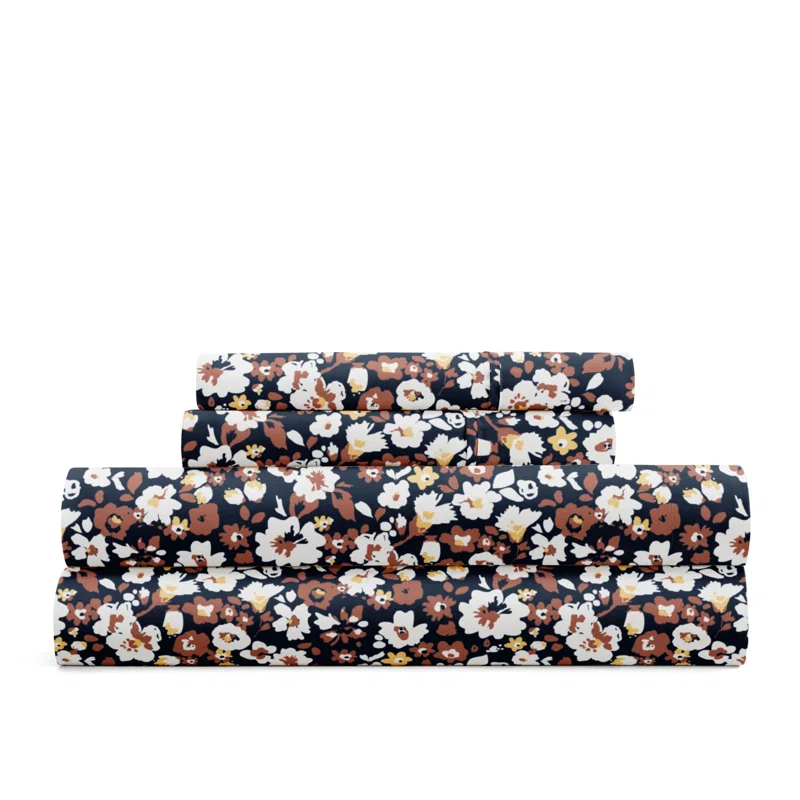 IEnjoy Home 4 Piece Sheet Set Patterned Microfiber Ultra Soft Bedding in Floral Dream
