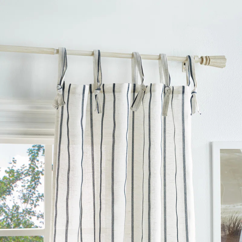 Laguna Striped Semi-Sheer Tab Top Curtain Panel Pair (Set of 2) (Set of 2)