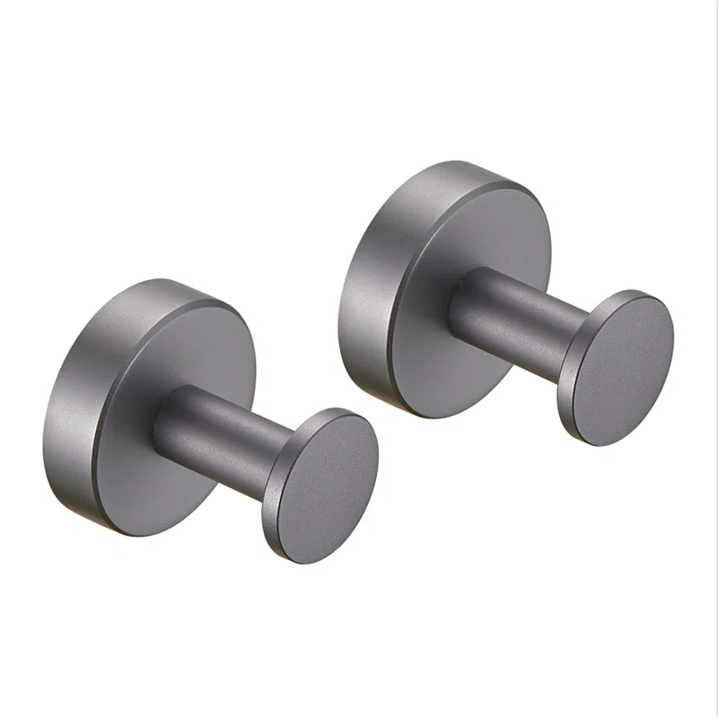 Hermitage Bath HB-TH2-GY Redolent 2 Pack Knob Robe/Towel Hook Withscrews In Grey