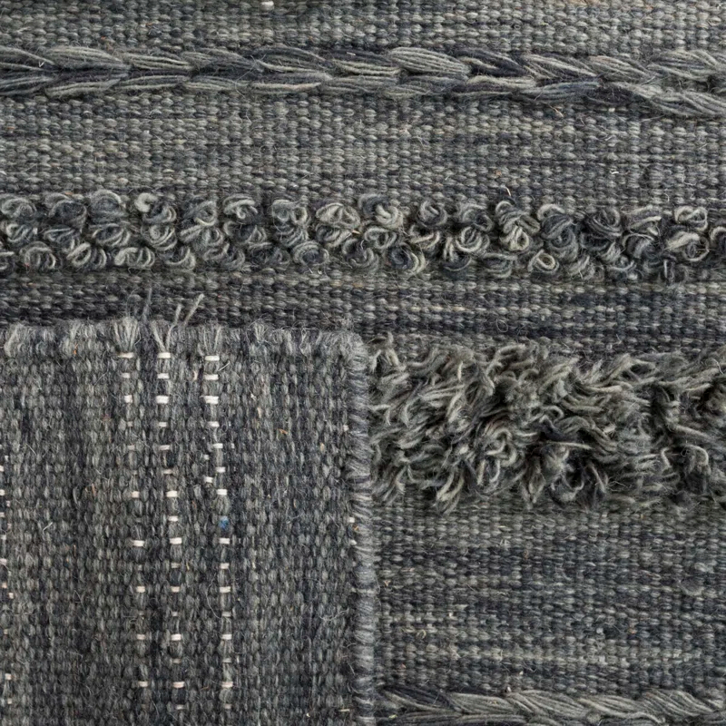 Hartzler Handmade Flatweave Charcoal/Ivory Area Rug