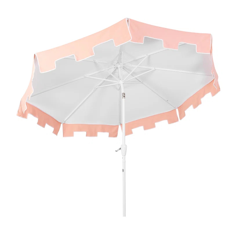 Arlmont & Co. Taveon 9 ft. Classic MidCentury Market Patio Umbrella with UV Protection, Auto-Tilt, and Crank | Wayfair