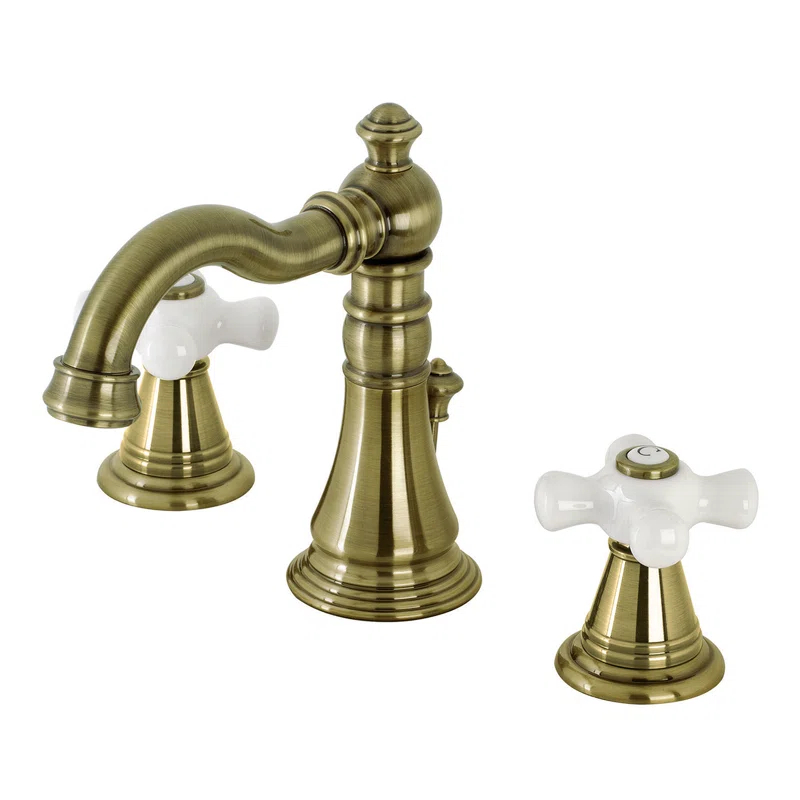 Kingston Brass Kingston Brass American Classic Two-Handle 3-Hole Deck Mount Widespread Bathroom Faucet with Pop-Up Drain FSC19733APX