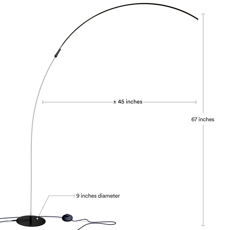 Brightech Sparq Arc 67 in. Industrial LED Floor Lamp with Built-In 3-Way Dimmer