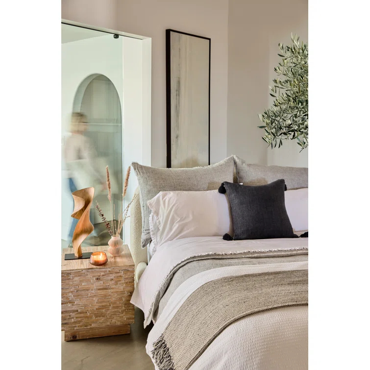James Cotton Oversized Throw by Pom Pom at Home - Ivory and Charcoal