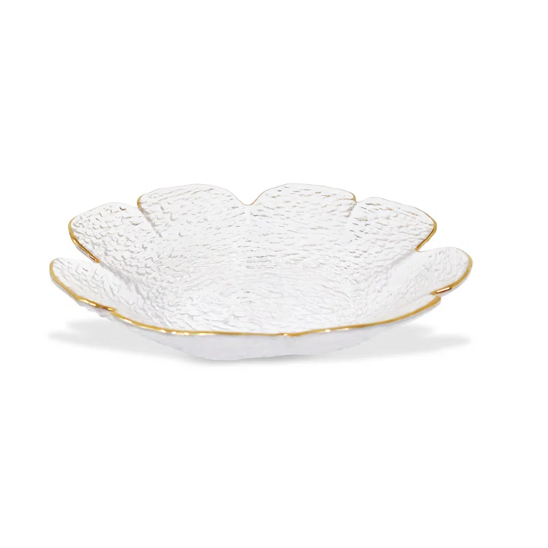 Rosdorf Park Damion Flower Shaped Plate With Gold Rim-9.5"D (Set of 4)