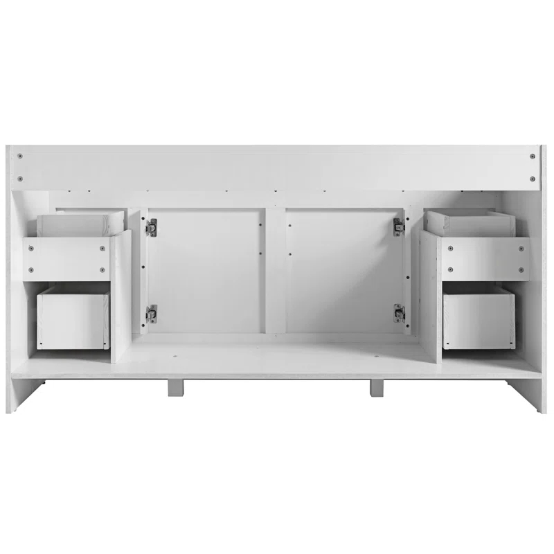 Concord 60 Inch Bathroom Vanity Cabinet, Solid Wood, Fully Assembled, White
