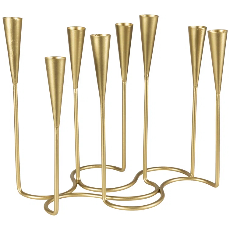 Northlight Seasonal Modern 8 Taper Candle Holder Candelabra - 11" - Matte Gold Finish