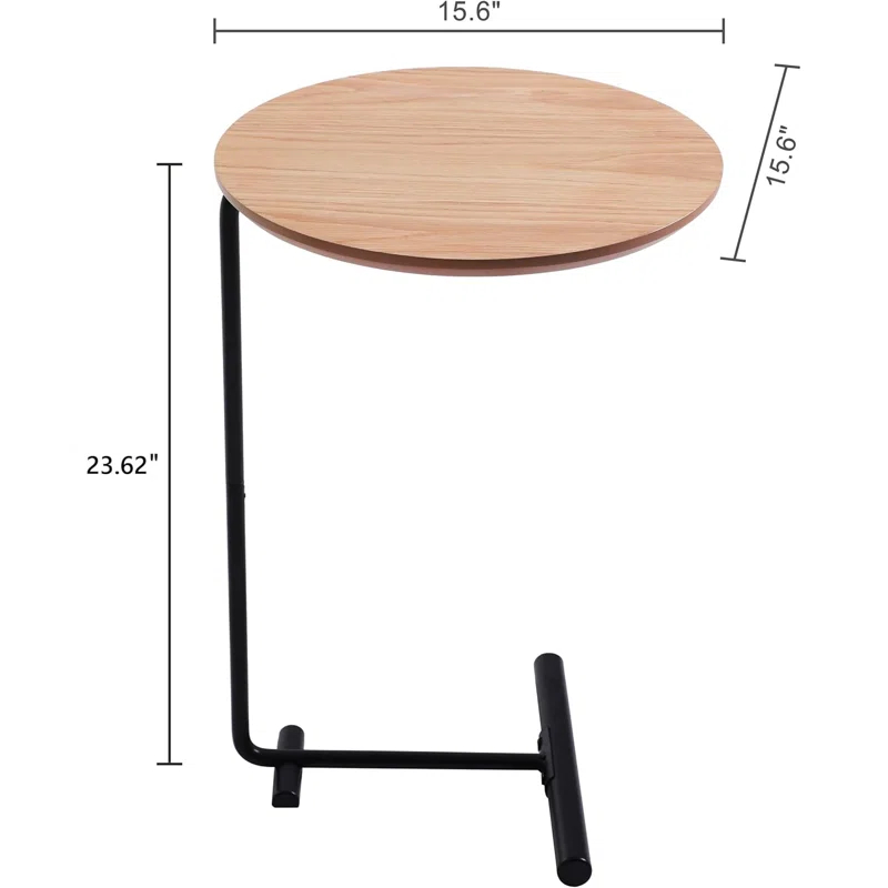 17 Stories Side Table For Couch,C Shaped End Table Slide Under Sofa For Living Room Bedroom Small Space,Laptop Snack Coffee Tables Wood,Natural Wood