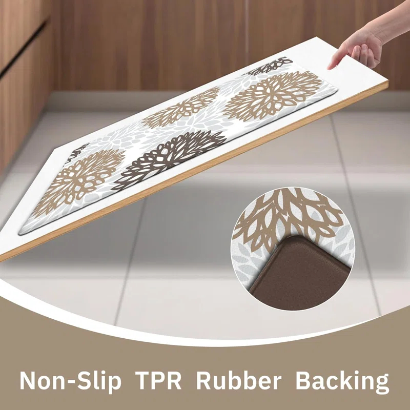 Red Barrel Studio® Kitchen Mats Set Of 2 Cushioned Anti Fatigue Kitchen Rugs Non Slip Waterproof Kitchen Runner Memory Foam Kitchen Floor Mat Comfort Standing Mat For Sink,Office,Laundry