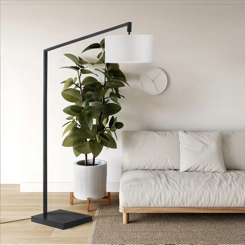 Stretch Chairside Arc Floor Lamp - Matte Black 75" Height