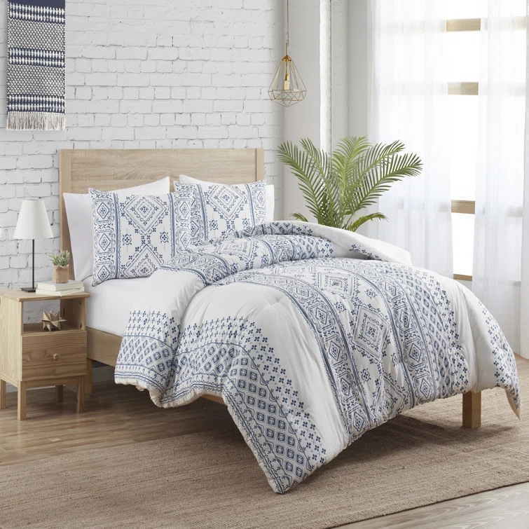 VCNY Denim 3-Piece Geometric Stripe Comforter Set