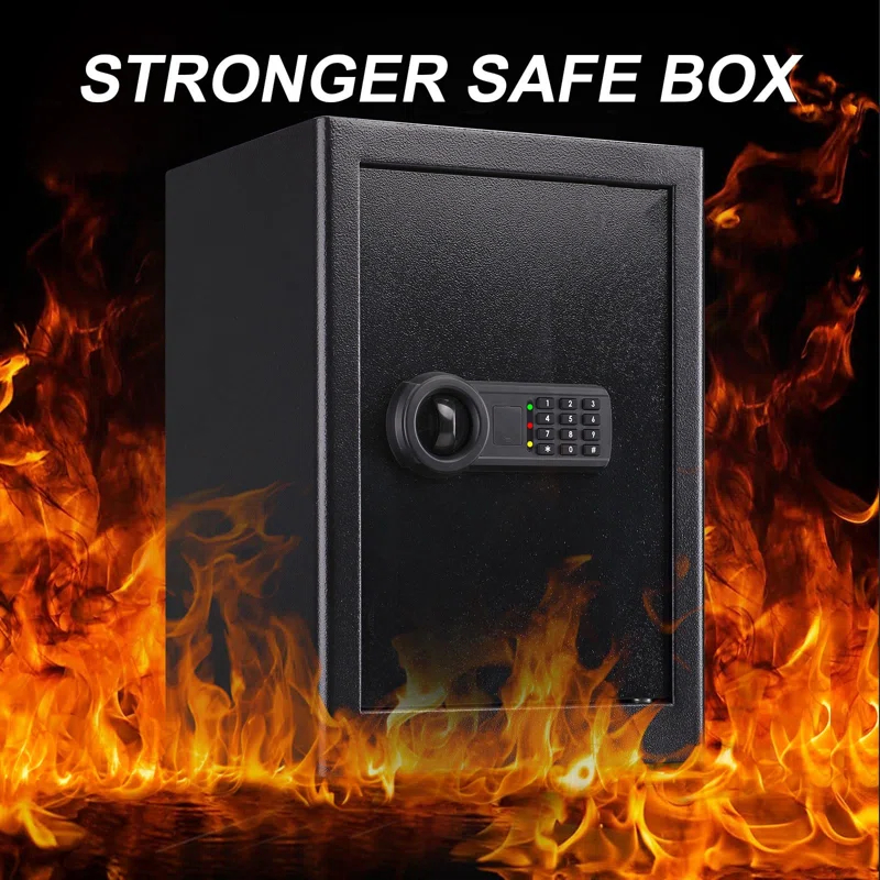 Safe 2.2 Cubic Feet Fire Resistant And Waterproof Home Safe, Keypad Large Lock Box Cabinet Safe, Solid Alloy Steel Office Hotel Home Safe, Black