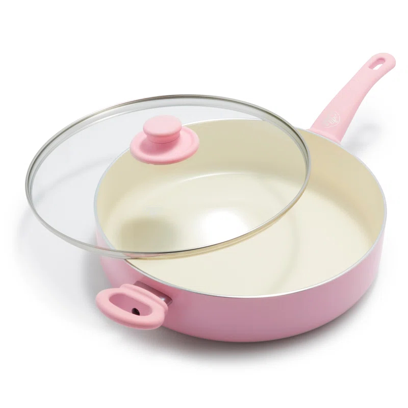 GreenLife GreenLife Soft Grip Healthy Ceramic Nonstick, 5QT Saute Pan Cooker With Helper Handle And Lid
