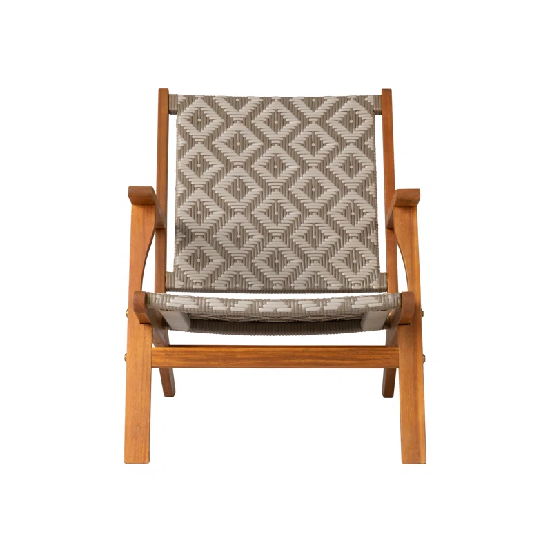 Balkene Home Patio Sense Vega Natural Stain Chair ,Acacia Wood Construction ,Woven Web Seat- Navy Blue Cording