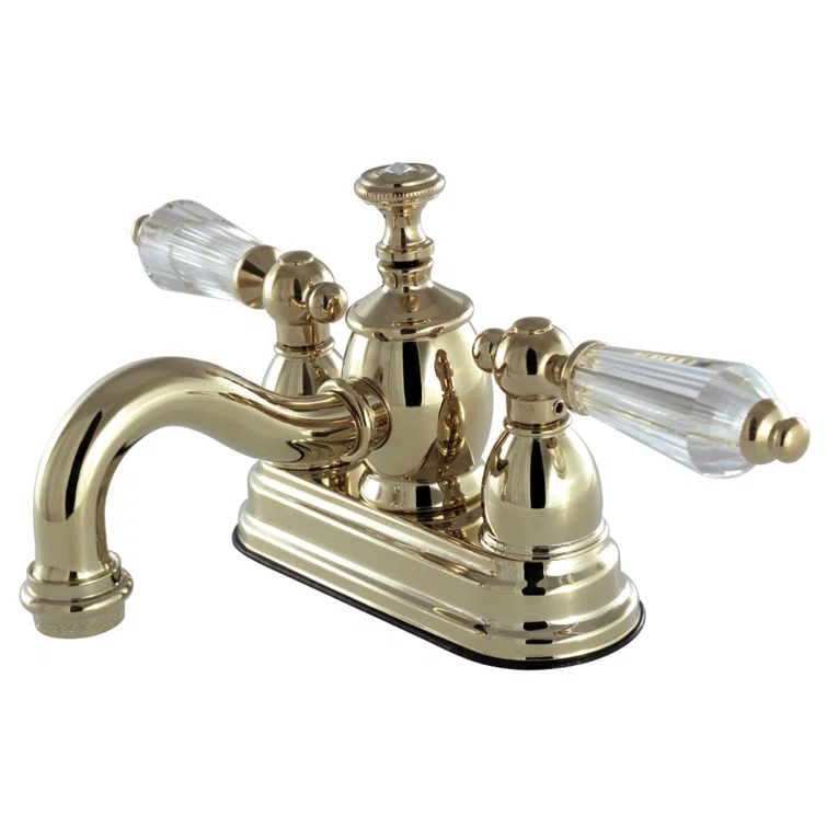 Kingston Brass Kingston Brass Wilshire Two-Handle 3-Hole Deck Mount 4" Centerset Bathroom Faucet with Brass Pop-Up KS7102WLL
