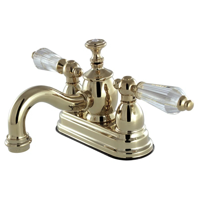 Kingston Brass Kingston Brass Wilshire Two-Handle 3-Hole Deck Mount 4" Centerset Bathroom Faucet with Brass Pop-Up KS7102WLL