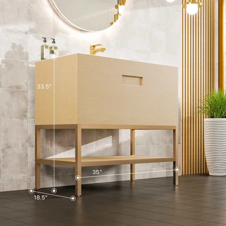 Eviva Lina 35'' Single Bathroom Vanity with Solid Surface Top