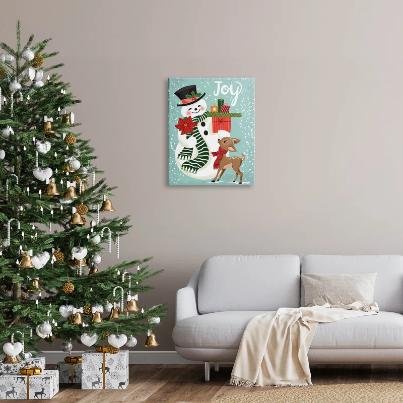 Stupell Industries " Joy Smiling Snowman Holiday Deer " by Arrolynn Weiderhold